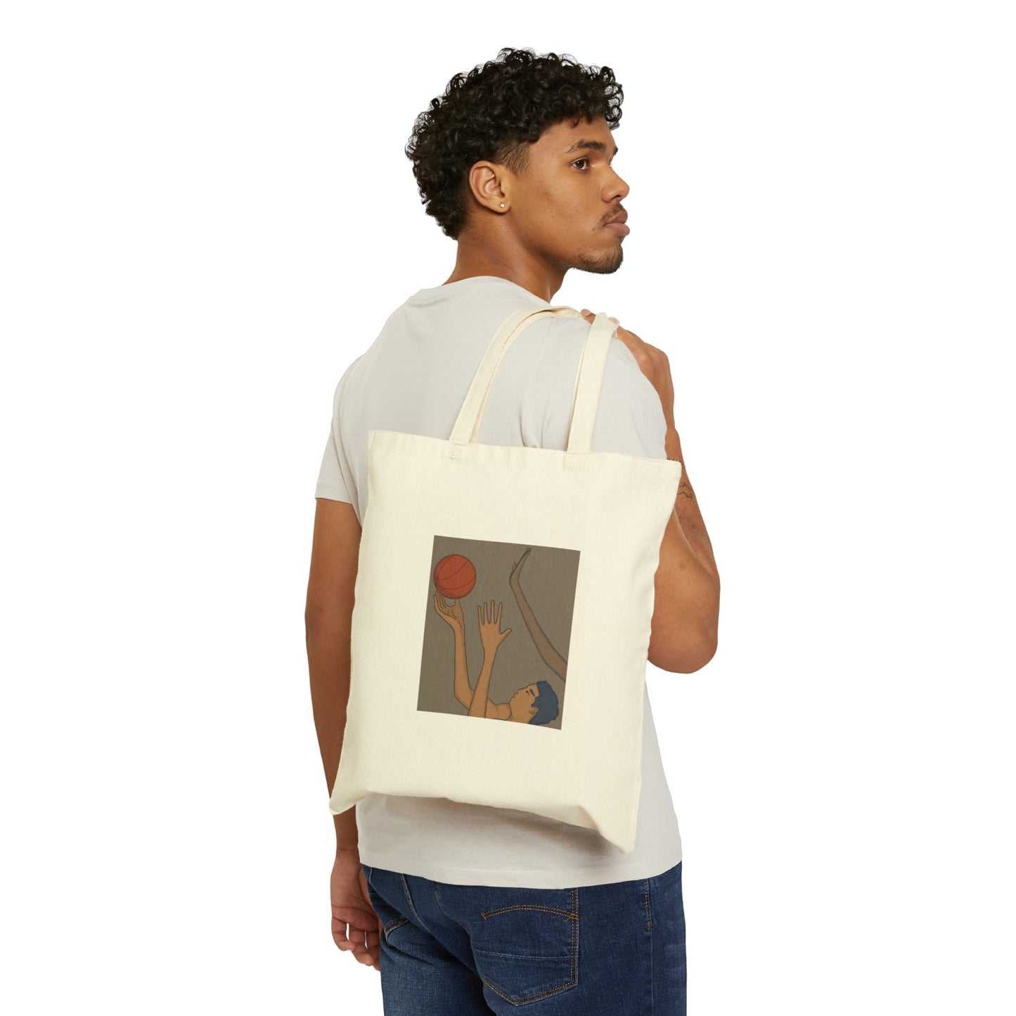 Basketball Art Cotton Canvas Tote Bag