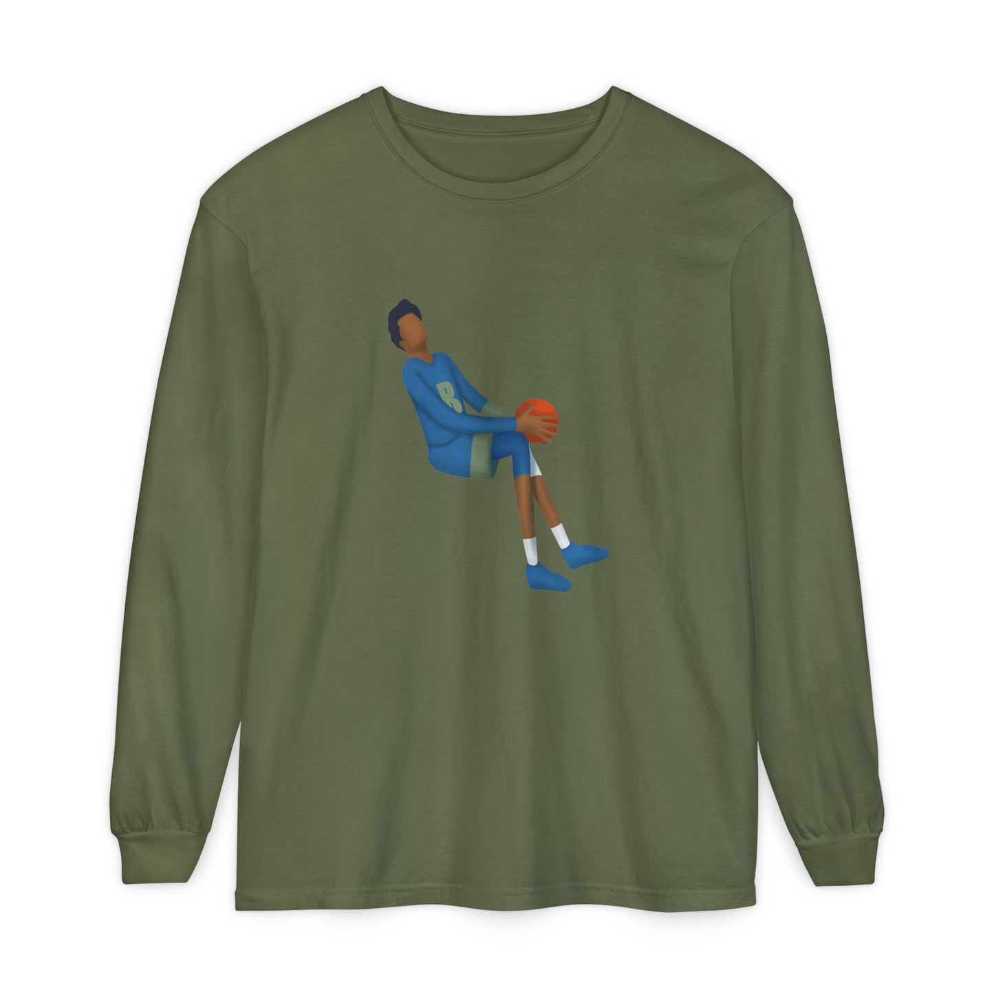 Double Pump Unisex Garment-dyed Long Sleeve T-Shirt
