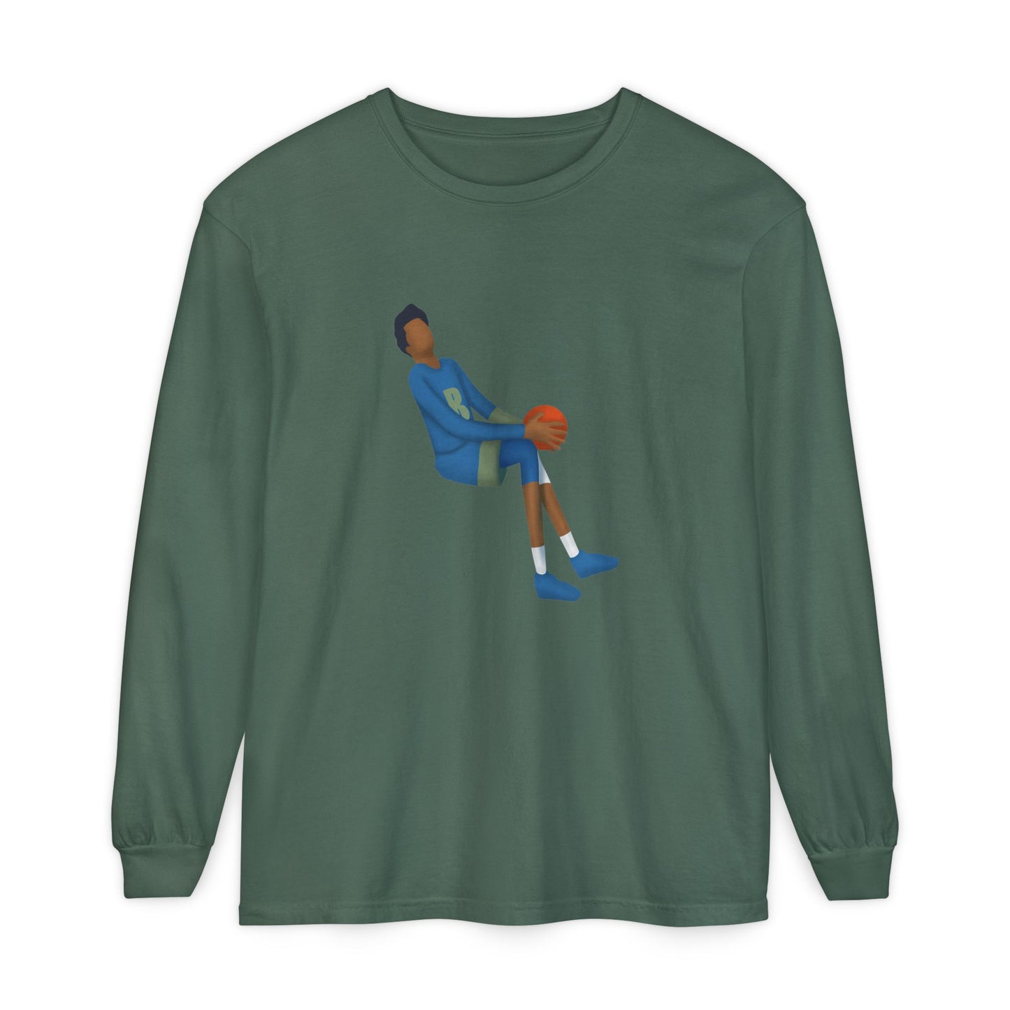 Double Pump Unisex Garment-dyed Long Sleeve T-Shirt